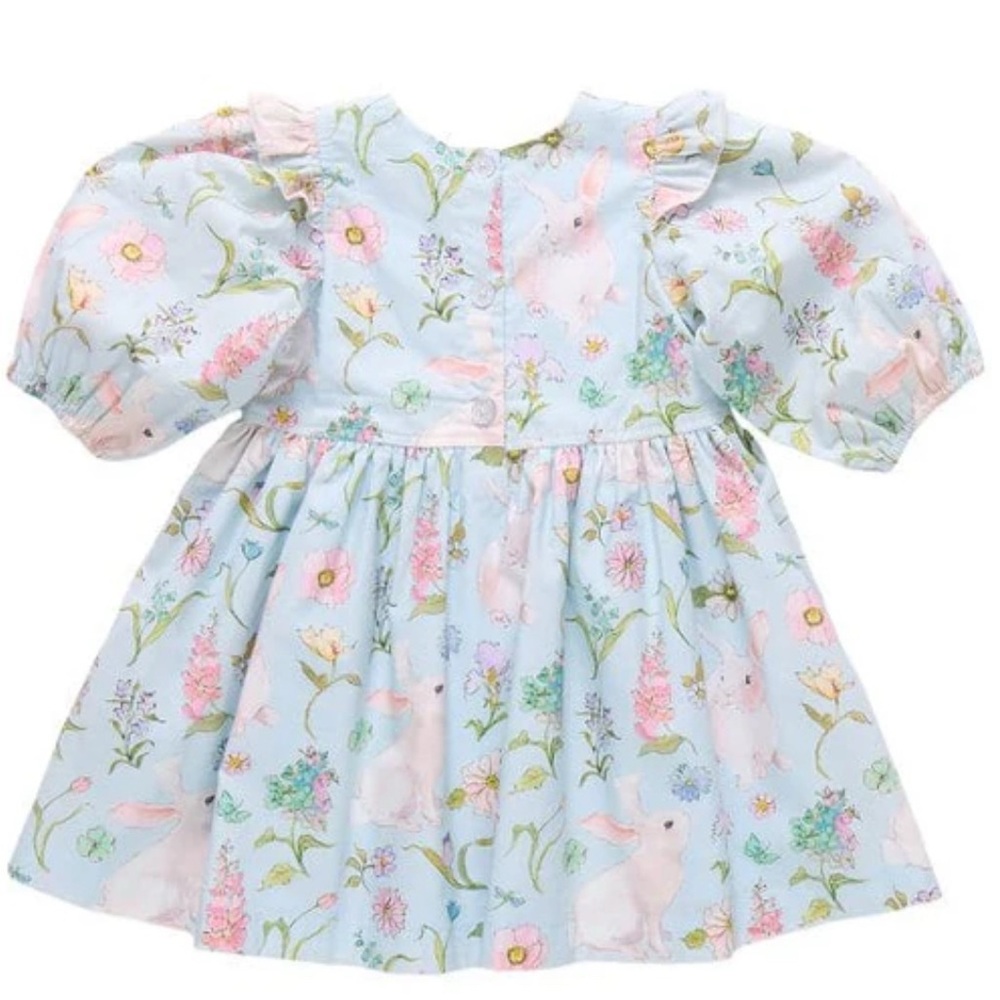 Pink Chicken Floral Bunny Dress - Blue and Pink